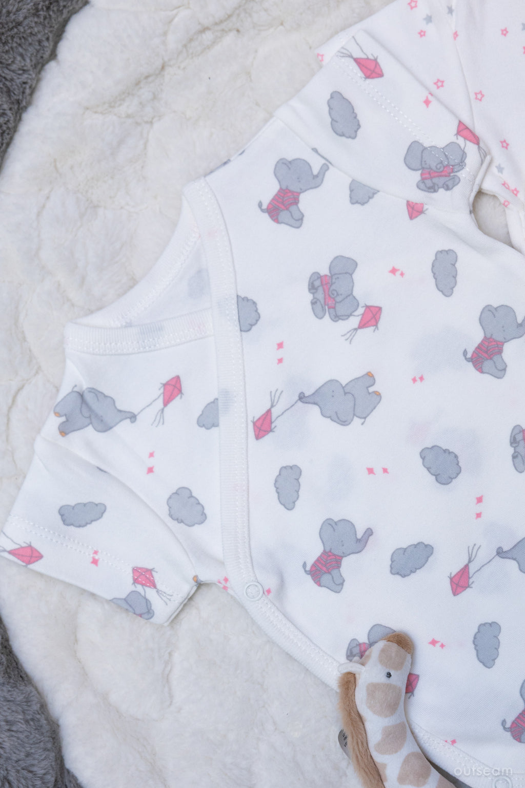 Outseam Bodysuit Set Pink Elephants Stars — detail view 2